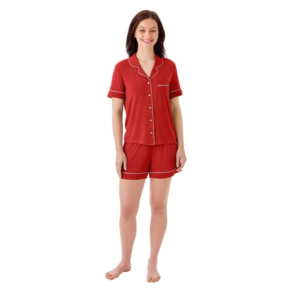 DreamMark Women's 2-Piece Short Sleeve and Short Notch Collar Pajama Set