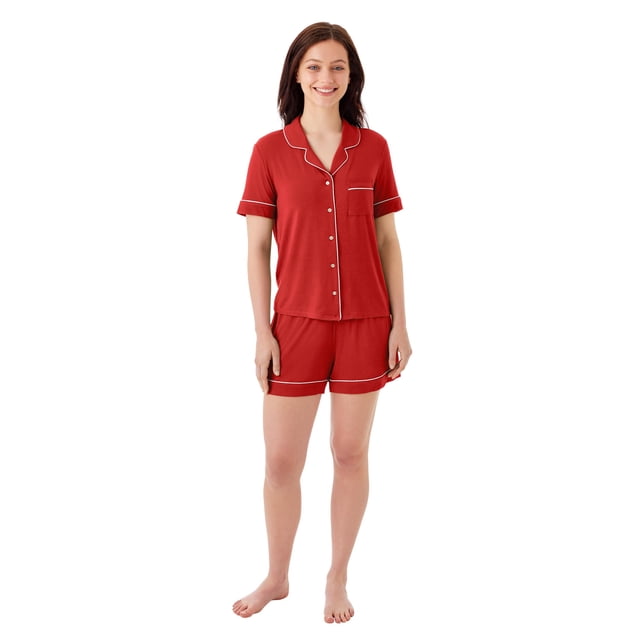 DreamMark Women's 2-Piece Short Sleeve and Short Notch Collar Pajama Set