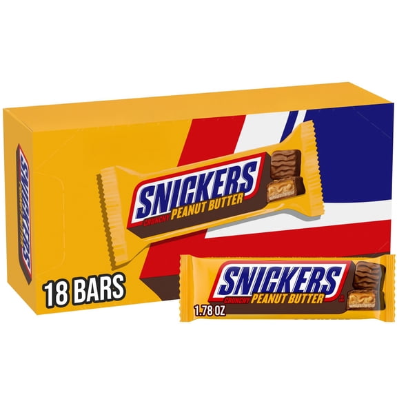 Snickers Peanut Butter Squared Milk Chocolate Candy Bars, Full Size, 18 ct.