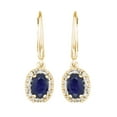 thumbnail image 2 of Oval Cut Genuine Gemstone and 0.16 CT. T.W. Diamond Dangle Earrings in 14K Gold, 2 of 5