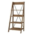 thumbnail image 4 of Frankie 68" Solid Wood Ladder Bookshelf, Brown, 4 of 8