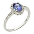 thumbnail image 3 of Oval Cut Gemstone and 0.15 CT. T.W. Halo Diamond Ring in 14K Gold, 3 of 6