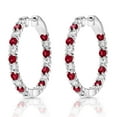 thumbnail image 1 of Lab Created Gemstone Huggie Hoop Earrings in Sterling Silver, 1 of 6