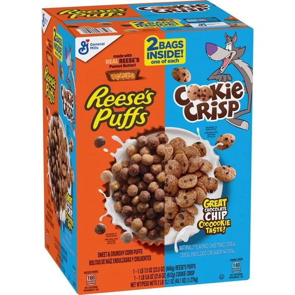 Reese's Puffs and Cookie Crisp Cereal, 45.1 oz.