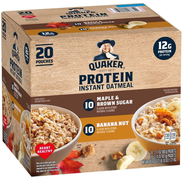 Quaker Instant Protein Oatmeal, Variety Pack, 20 ct.