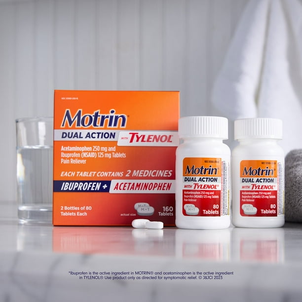 Motrin Dual Action with Tylenol, Ibuprofen Acetaminophen, 160 ct