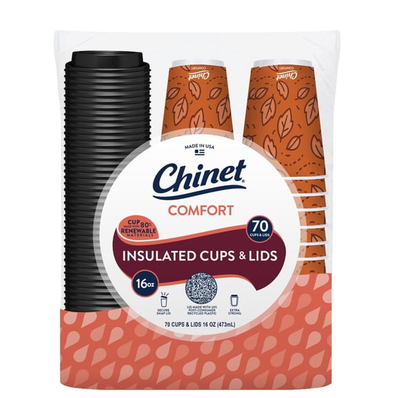 Chinet Comfort Cup and Lids, 16 oz. 70 ct.