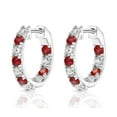 thumbnail image 1 of Lab Created Gemstone Huggie Hoop Earrings in Sterling Silver, 1 of 6
