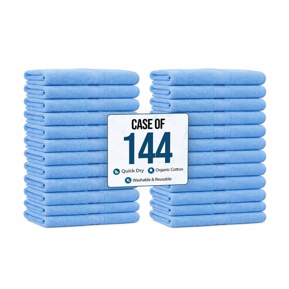 Simpli-Magic Commercial Cotton Hand Towels Wash Cleaning Cloths , Blue, 16” x 27”, 24 Pack or 144 Pack