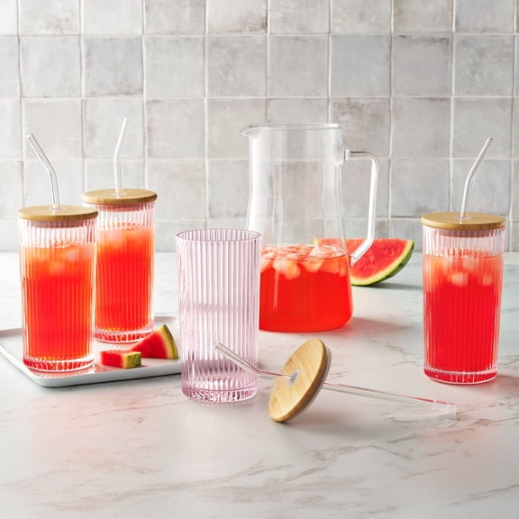 Member's Mark 4-Pack Glass Tumblers with Bamboo Lids