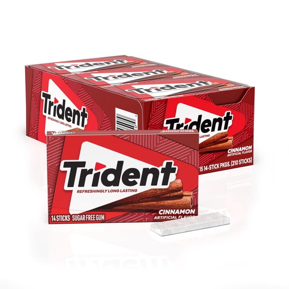 Trident Sugar-Free Chewing Gum, Cinnamon, 14 pieces, 15 pk.