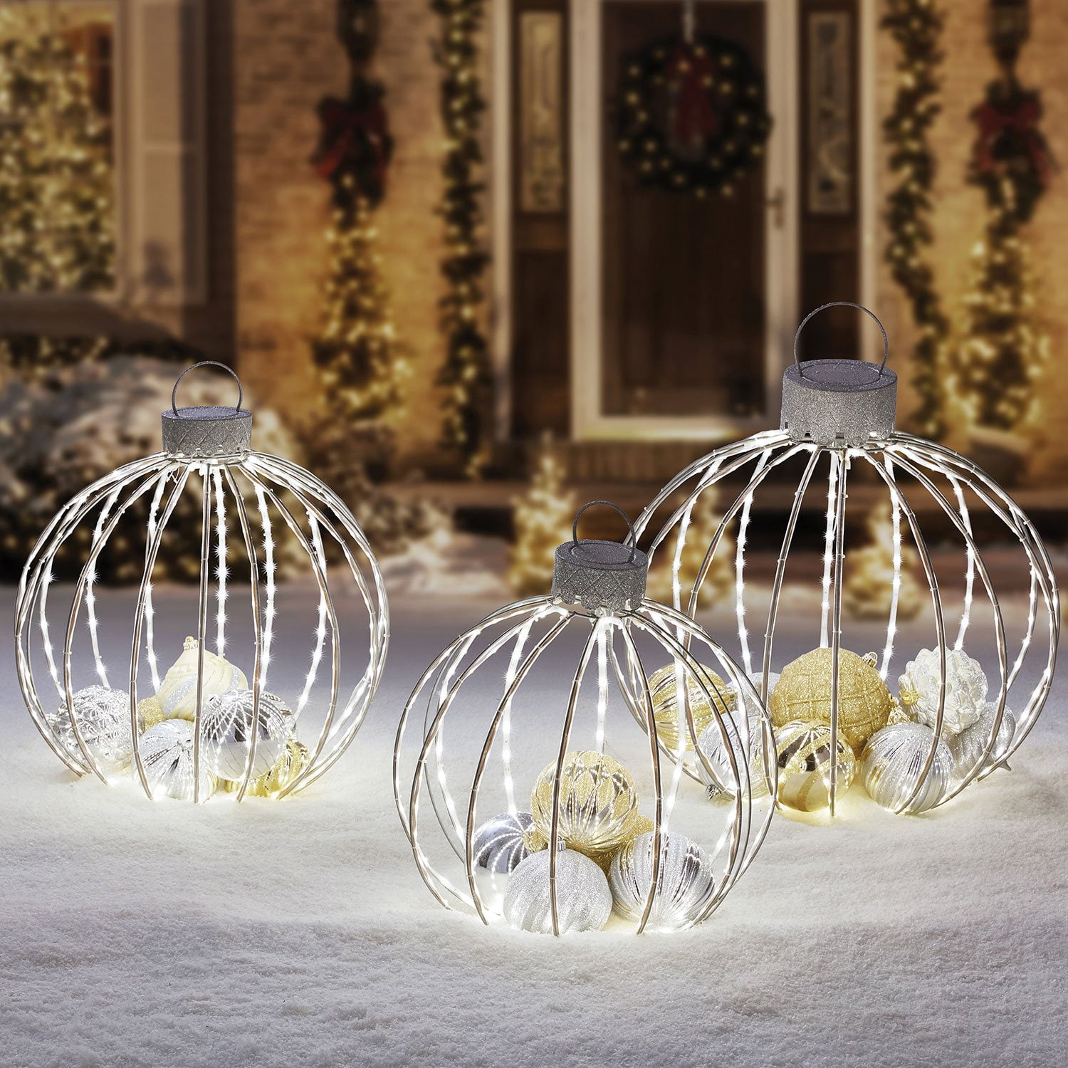 Member's Mark 3-Piece Pre-Lit Ornament Décor (Metallic) - Samsclub.com