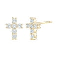 thumbnail image 1 of 0.31 CT. T.W. Round Cut Cross Diamond Stud Earrings in 14K Gold, 1 of 6