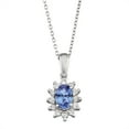 thumbnail image 1 of Oval Cut Gemstone & 0.18 CT. T.W. Starburst Pendant Necklace in 14K Gold, 1 of 4
