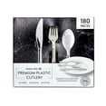thumbnail interactive-video image 1 of Member's Mark Premium Silver-Look Cutlery Combo 180 ct., 1 of 6