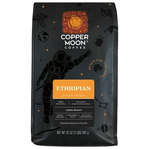 Copper Moon Coffee Light Roast Whole Bean Coffee, Ethiopian Blend, 32 oz.