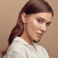 thumbnail image 3 of Pear Cut Gemstone & Halo Diamond Tear Drop Dangle Earrings in 14K Gold, 3 of 4