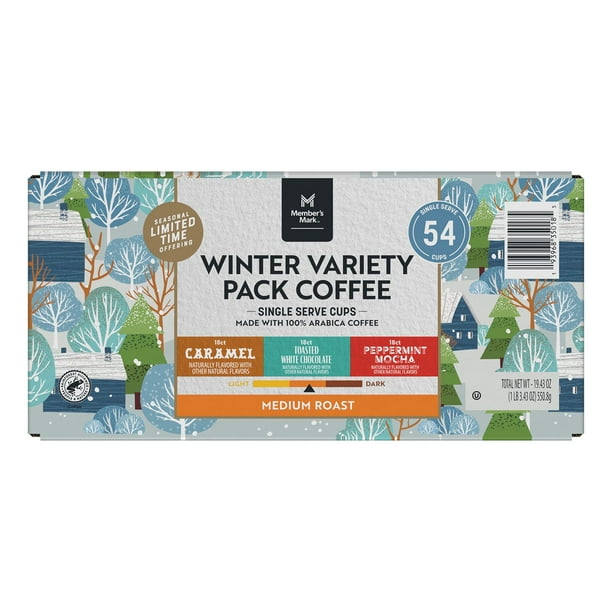 Member's Mark Single Serve Coffee Pods, Winter Variety Pack 54 ct