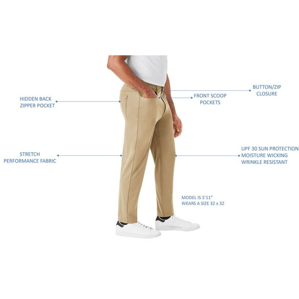 sam's club mens dress pants Member's Mark Men's Benton Performance Pant Black 42X32:- Black, 42X32