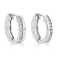 thumbnail image 1 of 0.16 CT. T.W. Diamond Huggie Hoop Earrings in Sterling Silver, 1 of 5