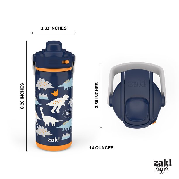 Zak Designs 14-oz. Stainless Steel Double Wall Beacon Straw Bottle