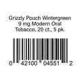 thumbnail image 1 of Grizzly 9 mg Wintergreen Tobacco Pouches, 0.38 oz., 5 pk., 1 of 1