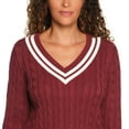 thumbnail image 4 of Lands' End Women's V-Neck Cable Sweater, 4 of 5