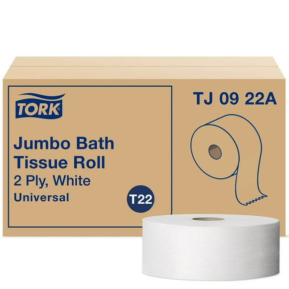 Tork Universal 2-Ply White Jumbo Bath Tissue, 12 rolls, 1,000 ft./roll