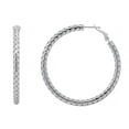 thumbnail image 1 of Italian Diamond Cut Snake Hoop Earrings in Sterling Silver, 1 of 6