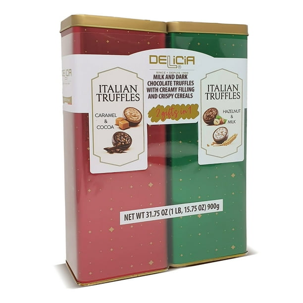 Delicia Fine Italian Chocolate Truffles Gift Tins, 2 pk