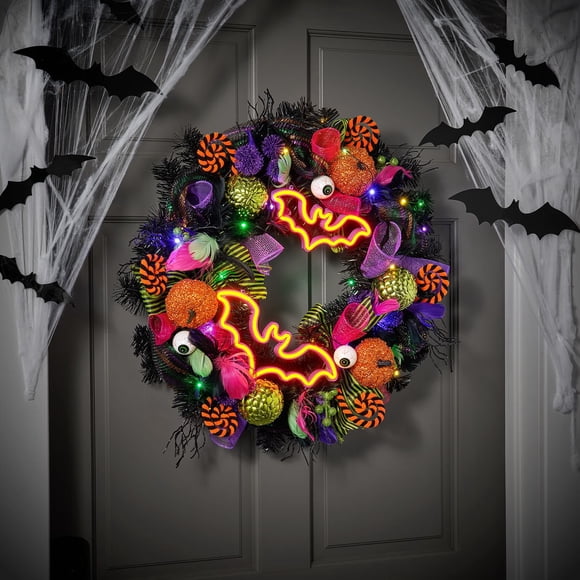 Member's Mark 26" Pre-Lit Neon Halloween Wreath