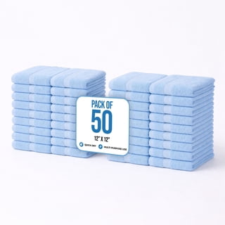 Simpli-Magic Commercial Cotton Quick Dry Wash Towels and Cleaning Cloths, 12" x 12", Multiple Colors, 50pk