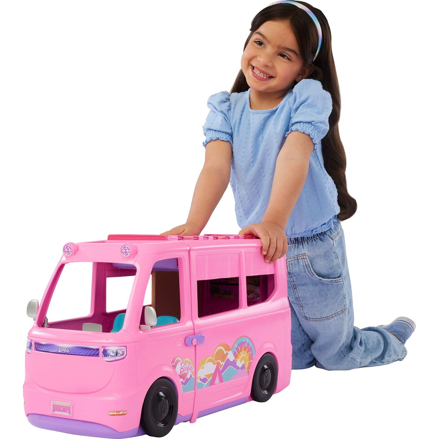 Barbie Dream Camper Playset with Roof Tent, BBQ Grill with Color
