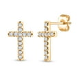 thumbnail image 1 of 0.12 CT. T.W. Round Cut Cross Diamond Stud Earrings in 14K Gold, 1 of 6