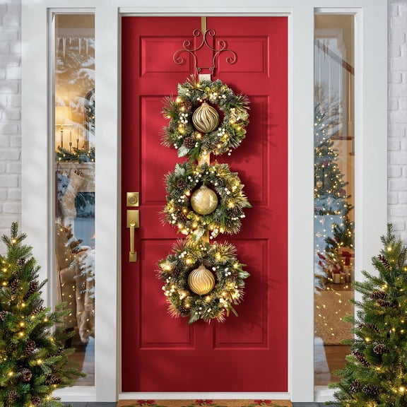 Member's Mark Pre-Lit 3 Wreath Door Hanger
