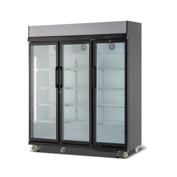Hamilton Beach 71" 49.4 Cu. Ft. Commercial Fridge with Glass Triple Door Display, Black