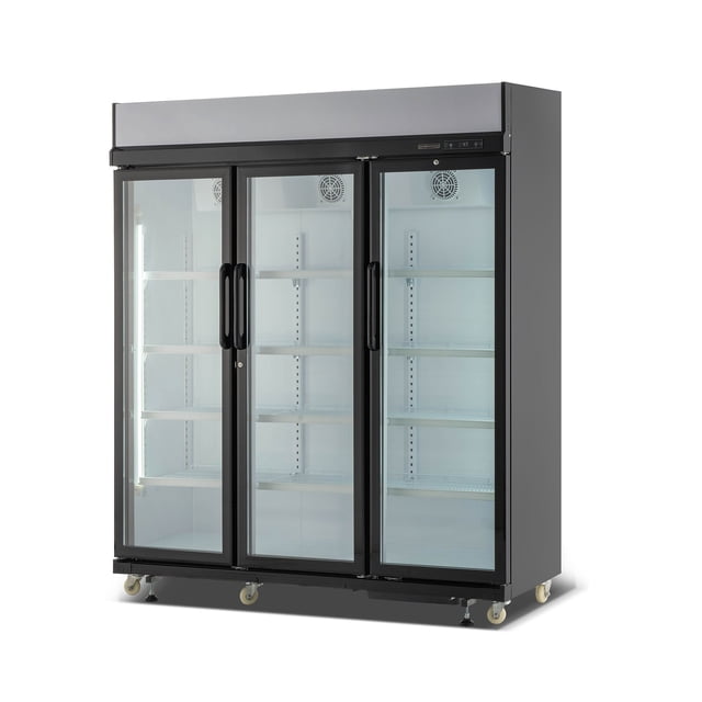 Hamilton Beach 71" 49.4 Cu. Ft. Commercial Fridge with Glass Triple Door Display, Black
