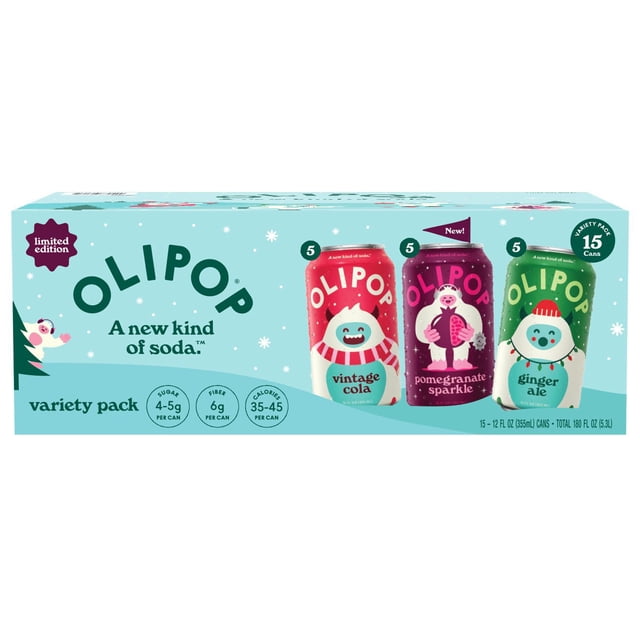 Olipop Holiday Variety Pack, A New Kind of Soda, 12 fl. oz., 15 pk.