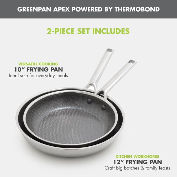 GreenPan Apex 2-Piece Hybrid Stainless Steel Fry Pan Set, 10