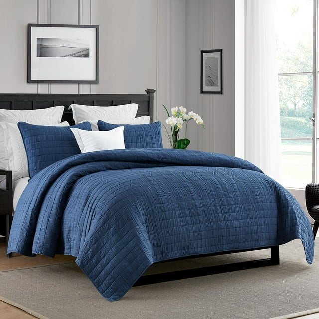 Swift Home Oversized Crinkle Enzyme Wash Quilted Coverlet, Assorted Sizes