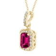 thumbnail image 2 of Emerald Cut Lab Created Gemstone & Diamond Halo Pendant Necklace in 14K Gold, 2 of 4
