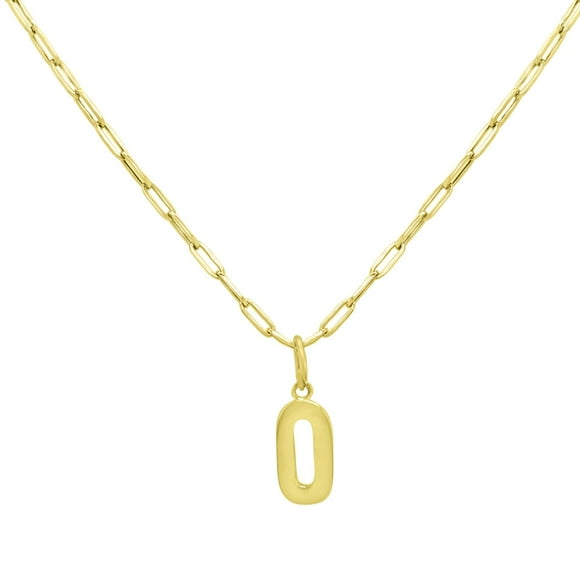 Initial Paperclip Chain Pendant Necklace in 14K Gold