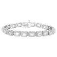 thumbnail image 1 of Emerald Cut Lab Created Gemstone Halo Tennis Bracelet in Sterling Silver, 1 of 5