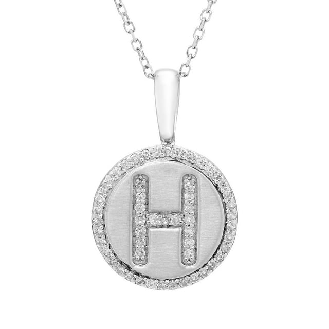 Diamond Initial Pendant Necklace in Sterling Silver
