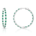 thumbnail image 3 of Lab Created Gemstone Huggie Hoop Earrings in Sterling Silver, 3 of 5