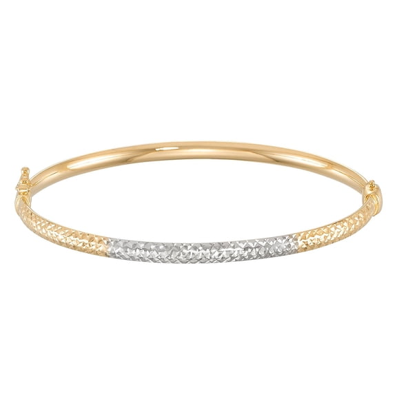 Diamond Cut Bangle Bracelet in 14K Two-Tone Gold, 4mm