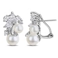 thumbnail image 1 of Freshwater Cultured 6-8.5mm Pearl & Gemstone Earrings in Sterling Silver, 1 of 5