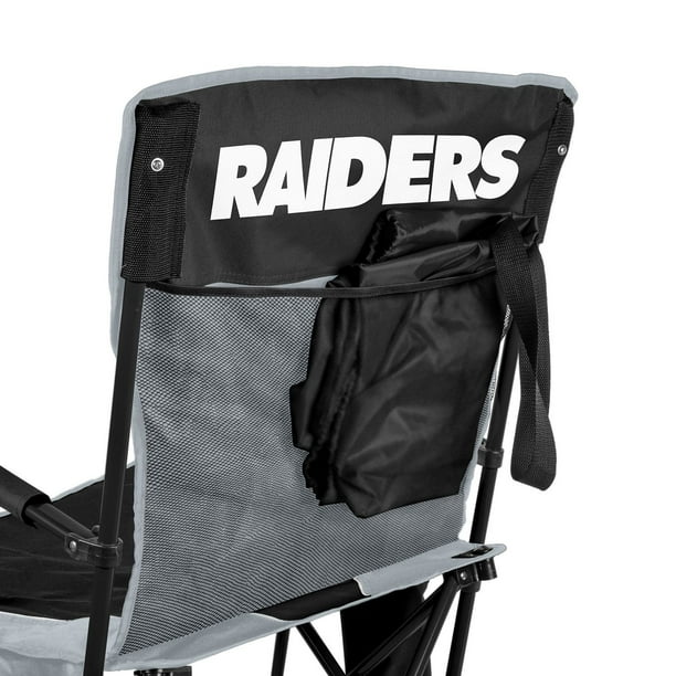 Raiders Fan Black Folding Camping Chair With Carry Bag - Stadium Chair With Cup Holders, 300 Lb Capacity
