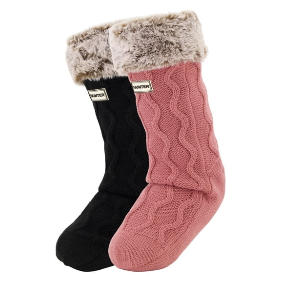 Hunter Women's 2-Pack Cable Knit Slipper Sock