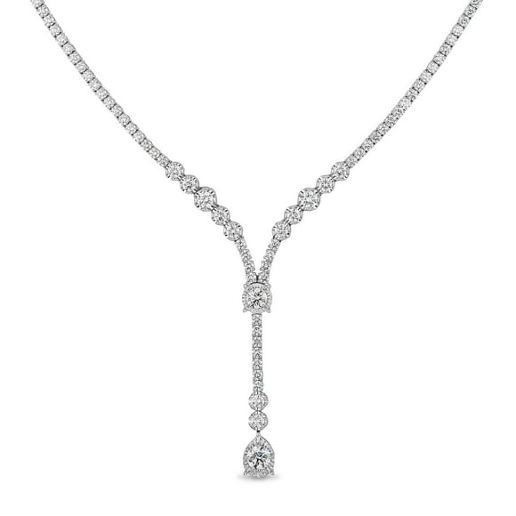 4.33 CT. TW Round Cut Natural Diamond Lariat Necklace in 18K Gold